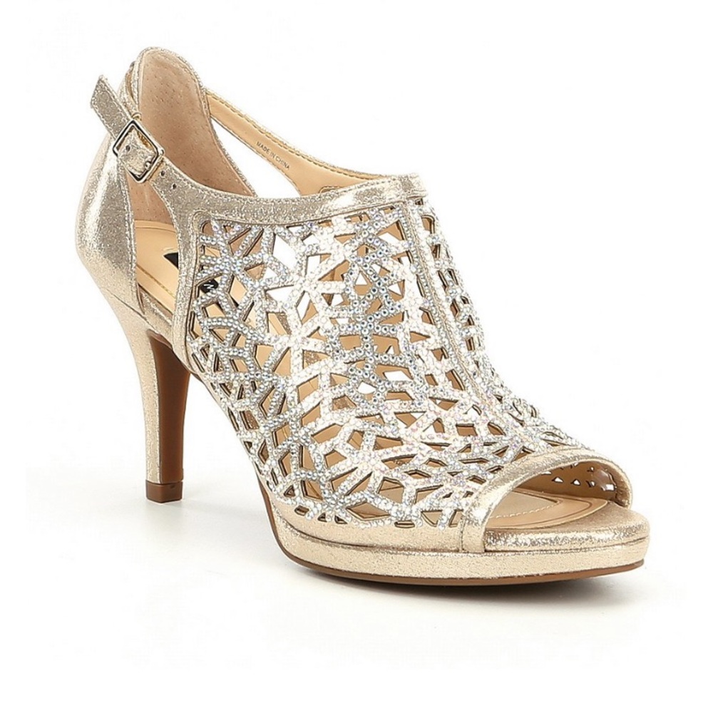 Alex Marie Gold Rhinestone Heels